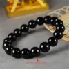 Natural Crystal Black Tourmaline Bracelet/inner Ring 7.09inch/18 Grains/12mm