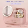 Pink Mirror LED Light + Soft Wind Beauty Makeup Fan